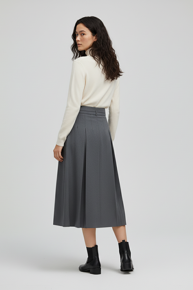 Jupe Plissée grise midi élégante