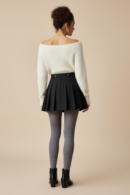 Jupe Plissée grise preppy chic