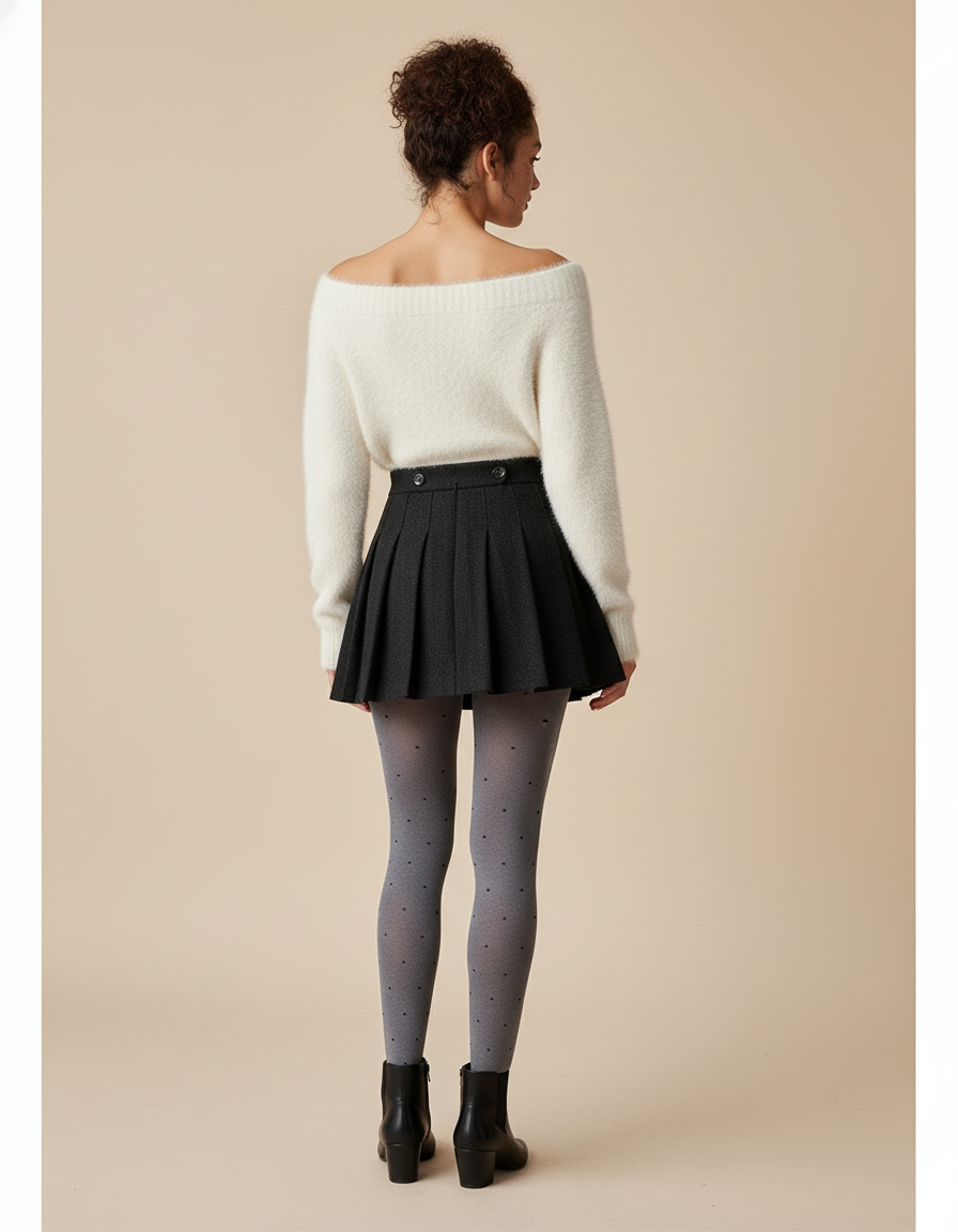 Jupe Plissée grise preppy chic