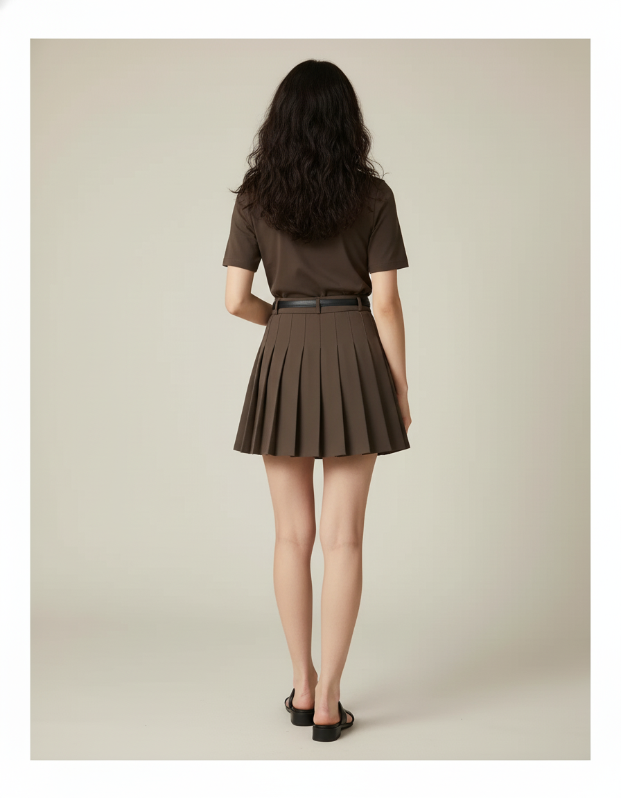 Jupe Plissée marron mini chic féminine