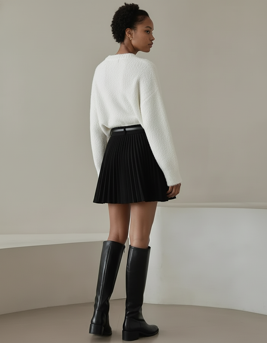 Jupe Plissée noire mini élégante