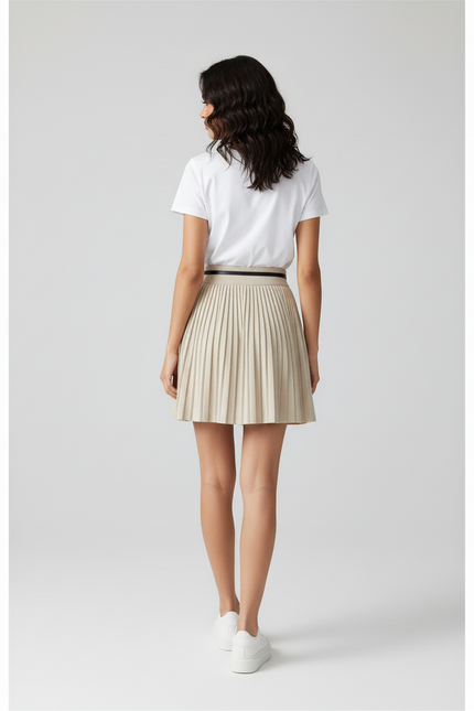 Jupe Plissée mini beige élégante