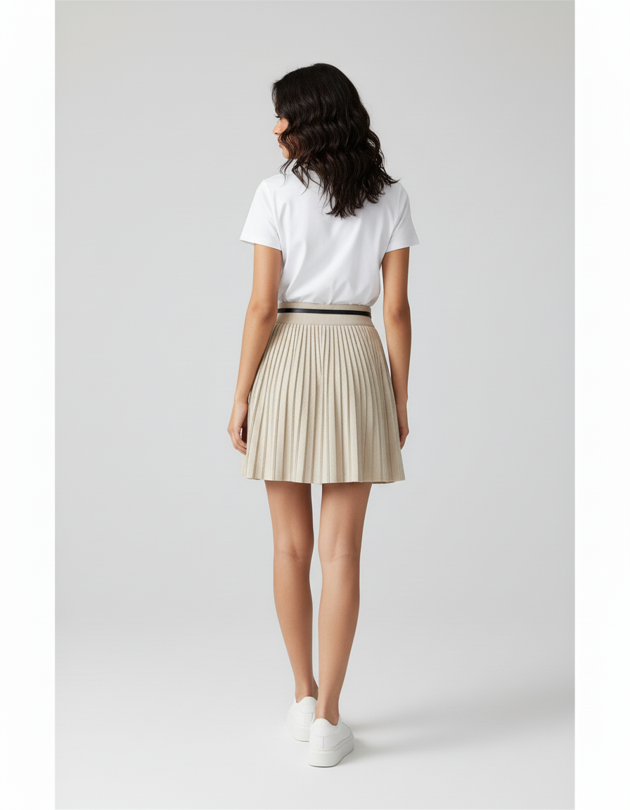Jupe Plissée mini beige élégante
