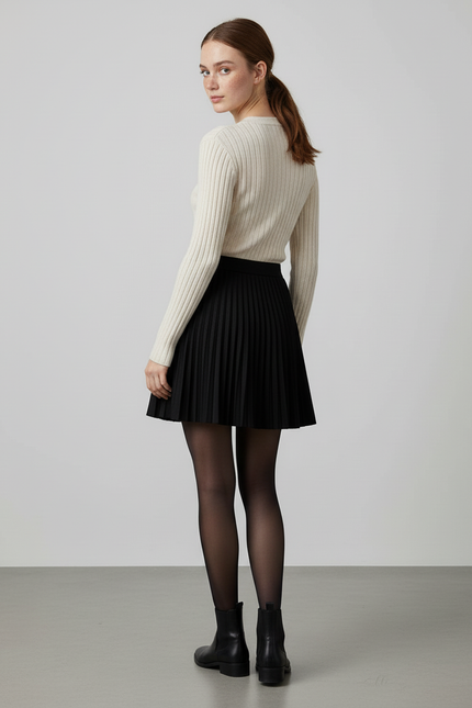 Jupe Plissée noire mini décontractée confortable