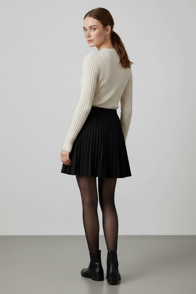 Jupe Plissée noire mini décontractée confortable