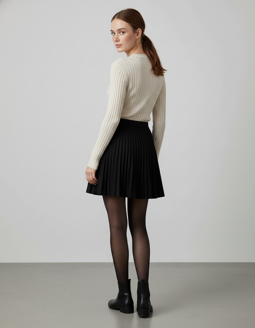 Jupe Plissée noire mini décontractée confortable