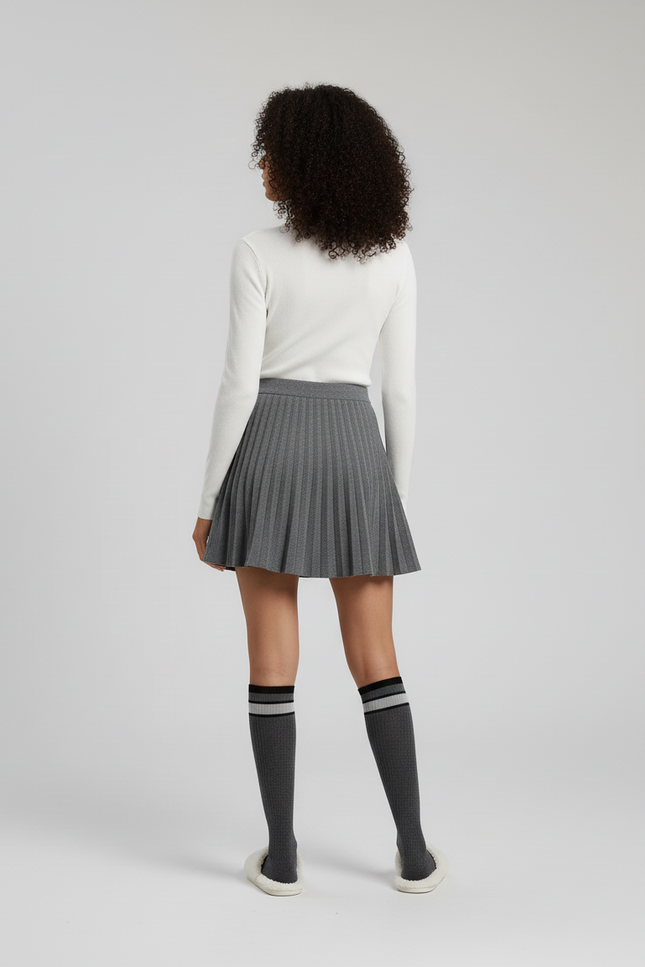 Jupe Plissée Grise Mini Décontractée polyvalente