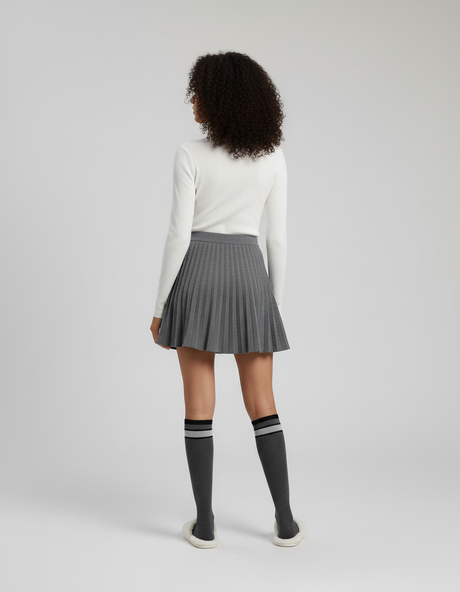 Jupe Plissée Grise Mini Décontractée polyvalente