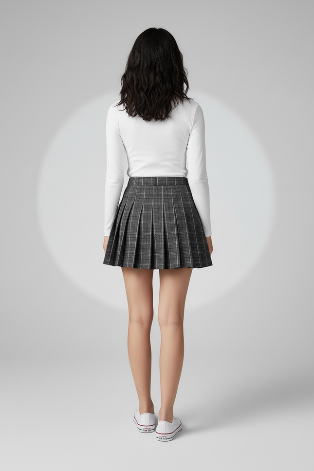 Jupe Plissée grise écossaise chic