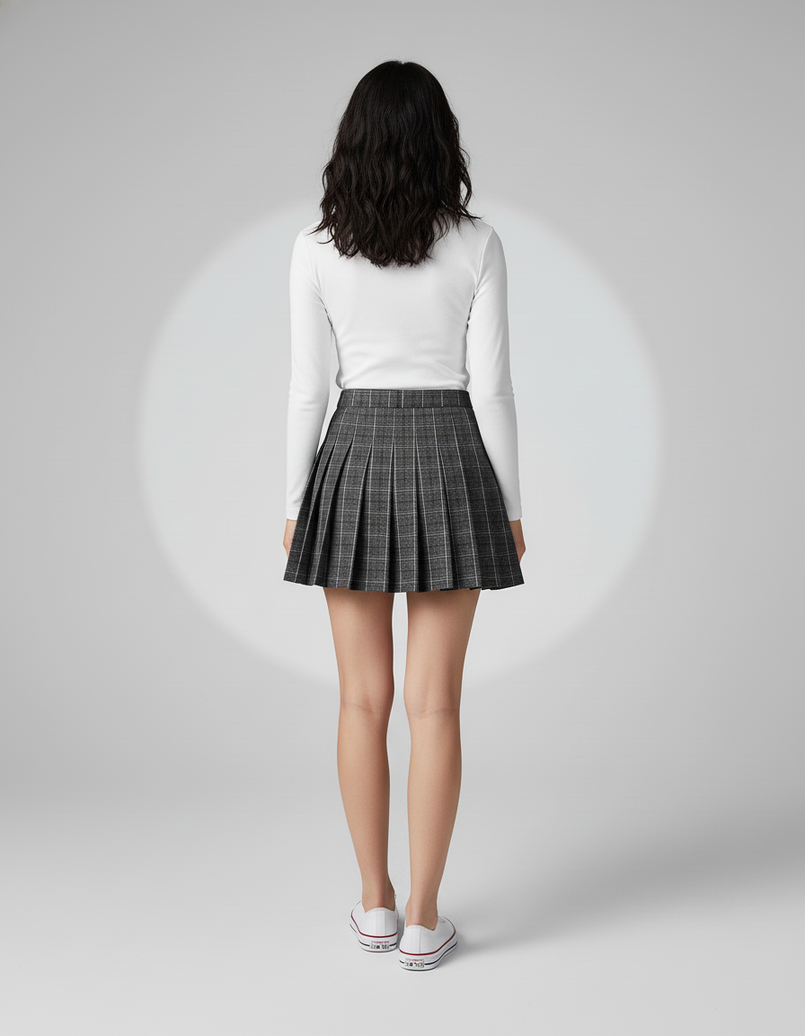 Jupe Plissée grise écossaise chic