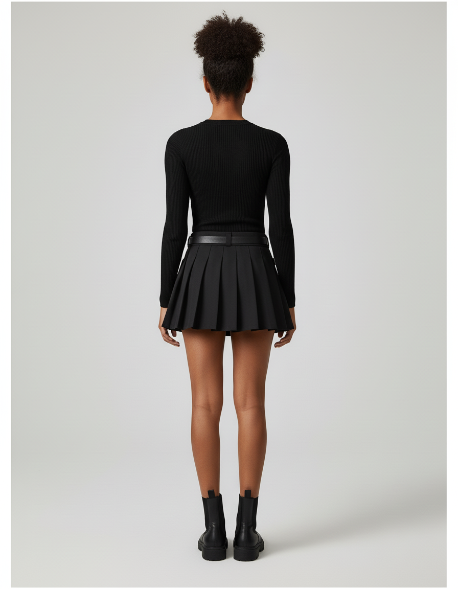 Jupe Plissée Noire Mini Chic délicate