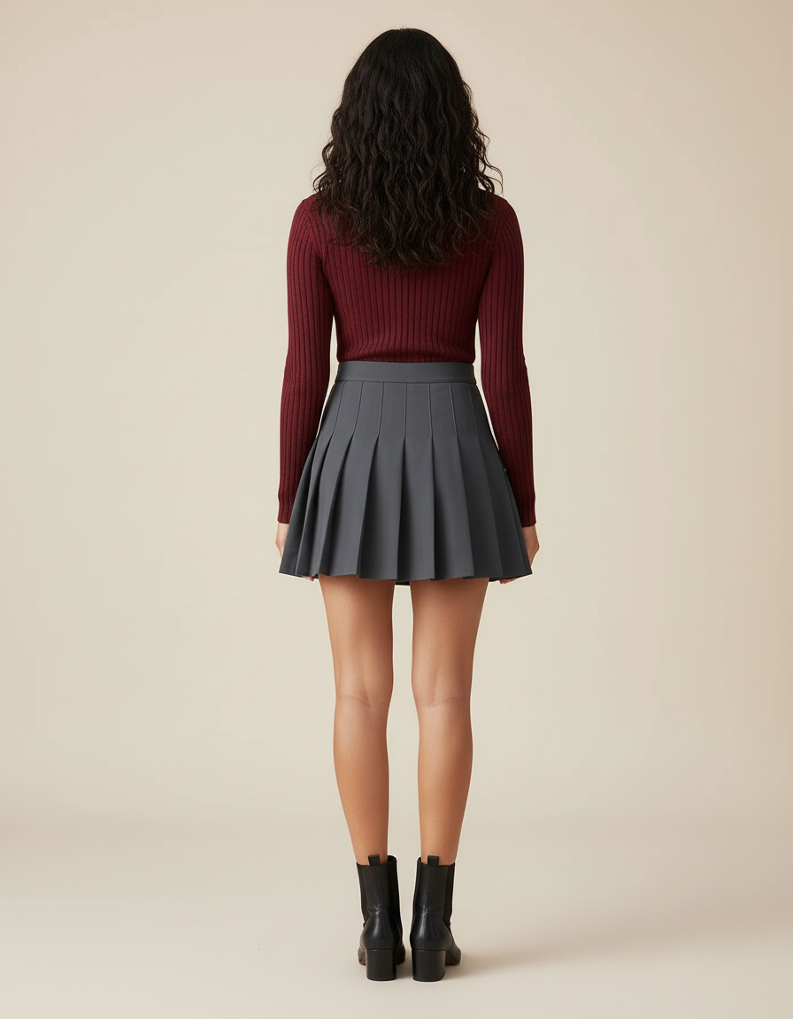 Jupe Plissée Grise Taille Haute Chic raffinée