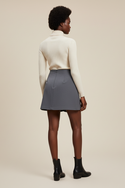 Jupe Plissée asymétrique grise chic
