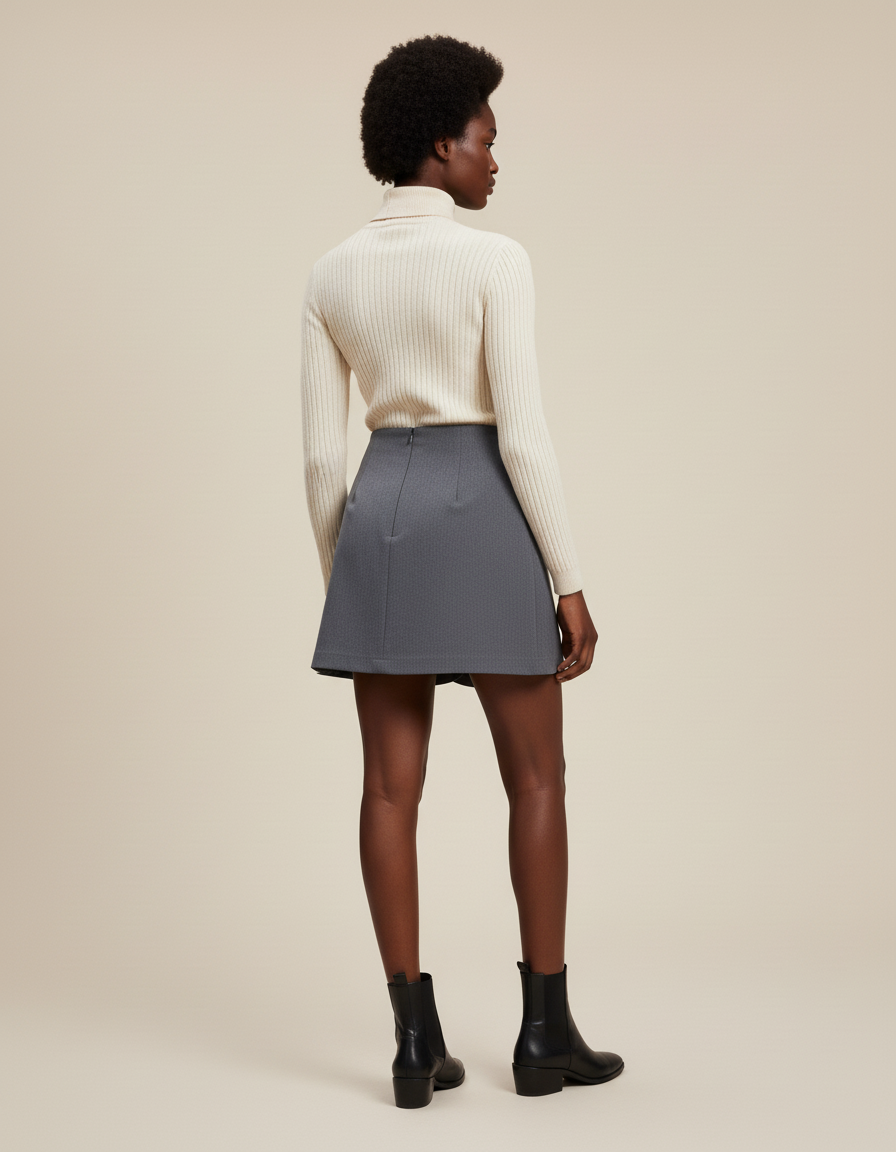 Jupe Plissée asymétrique grise chic