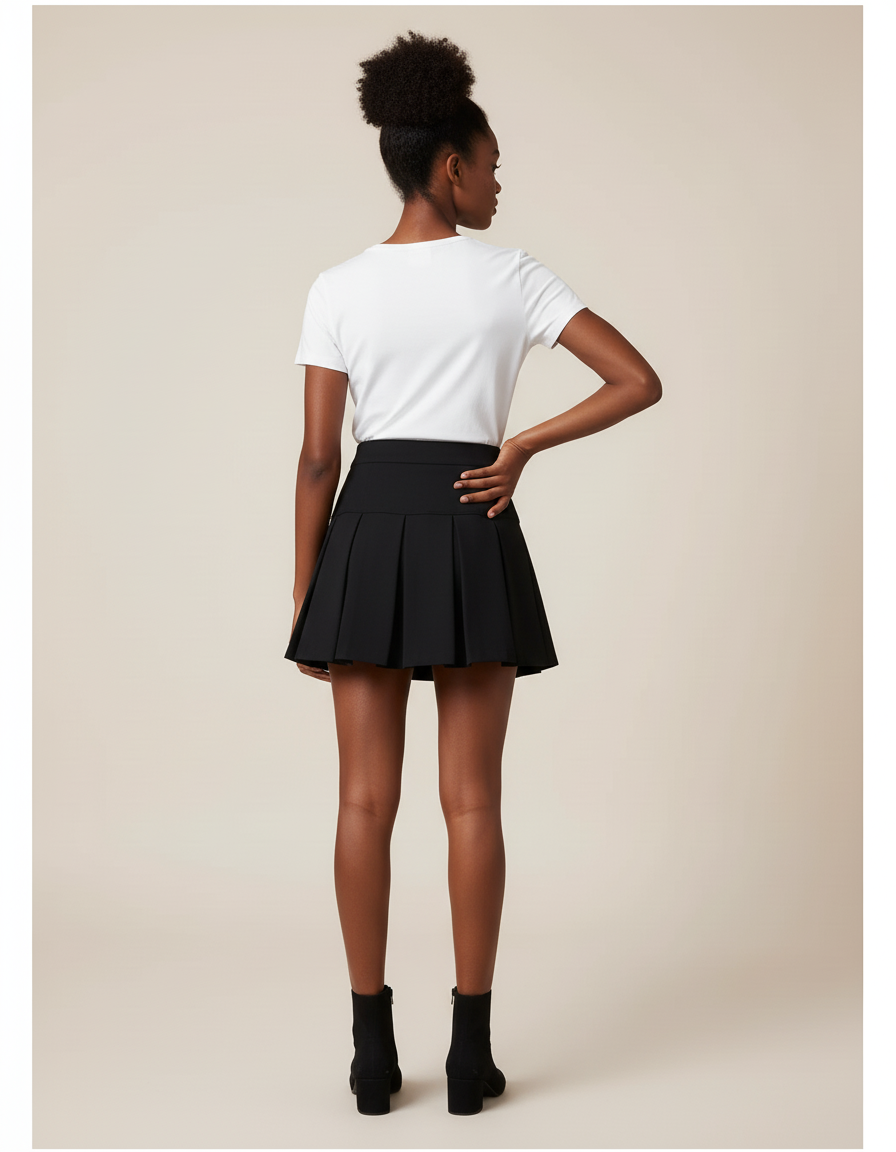 Jupe Plissée noire mini chic sportive