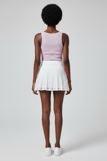 Jupe Plissée blanche dentelle sexy