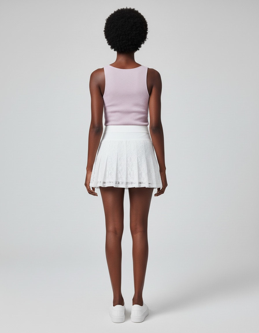 Jupe Plissée blanche dentelle sexy