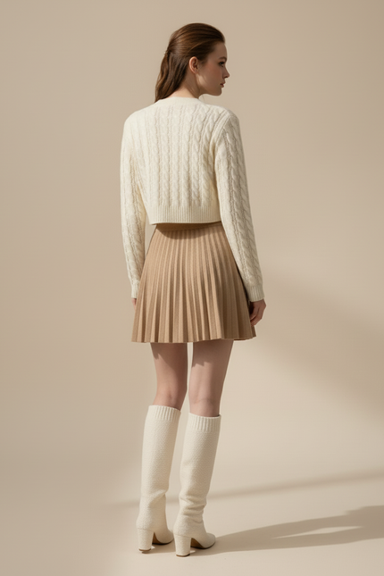 Jupe Plissée beige maille chic