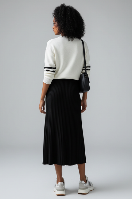 Jupe Plissée noire fendue chic