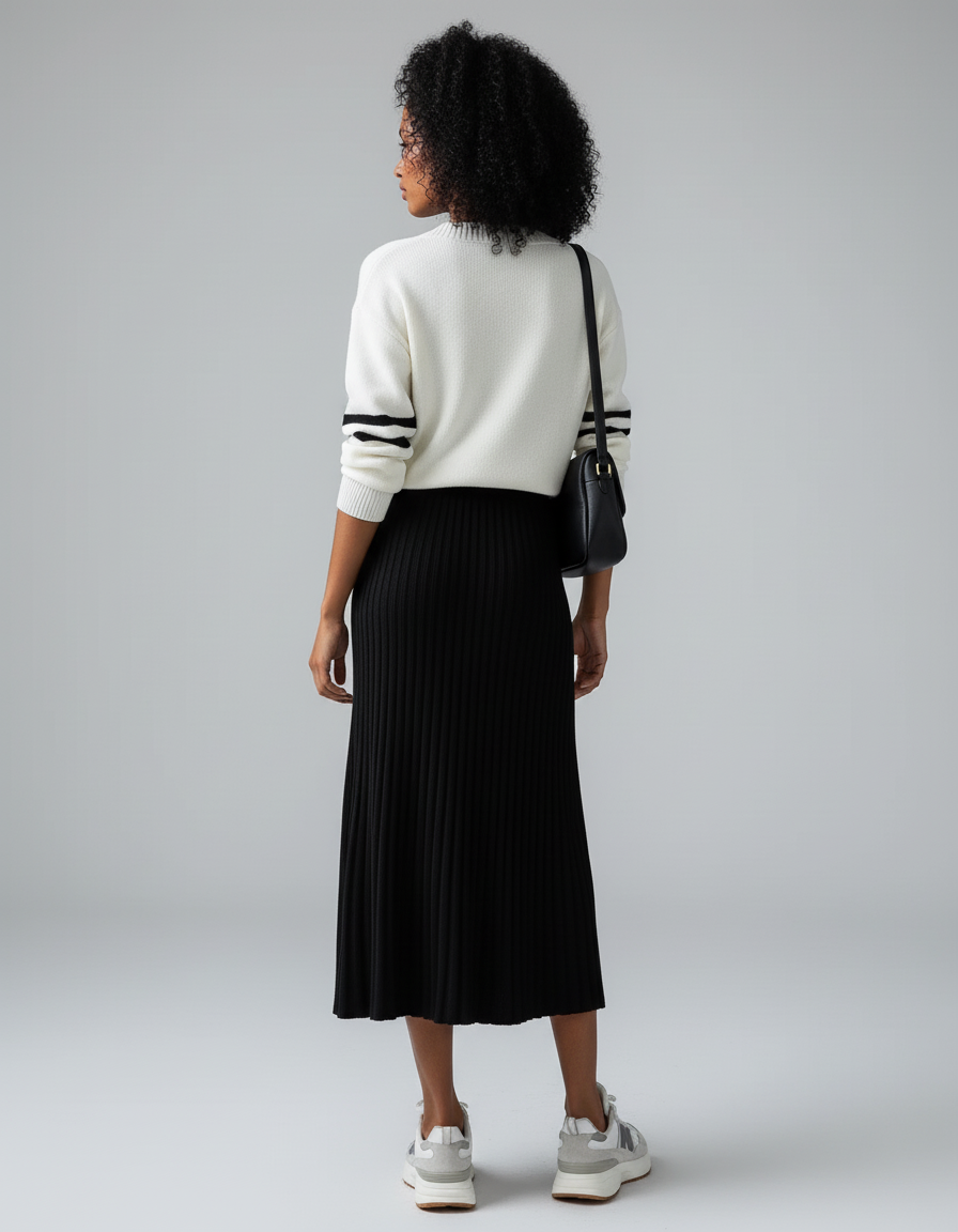 Jupe Plissée noire fendue chic