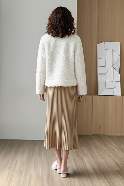 Jupe Plissée Beige Maille Élégante raffinée