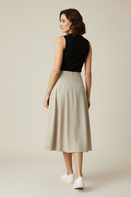 Jupe Plissée beige fluide élégante raffinée