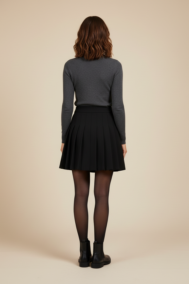 Jupe Plissée Noire Mini élégante glamour