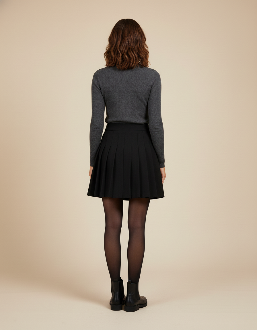 Jupe Plissée Noire Mini élégante glamour