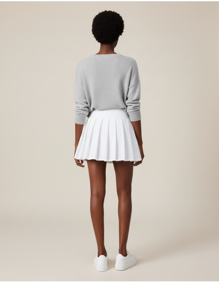 Jupe Plissée blanche courte chic raffinée