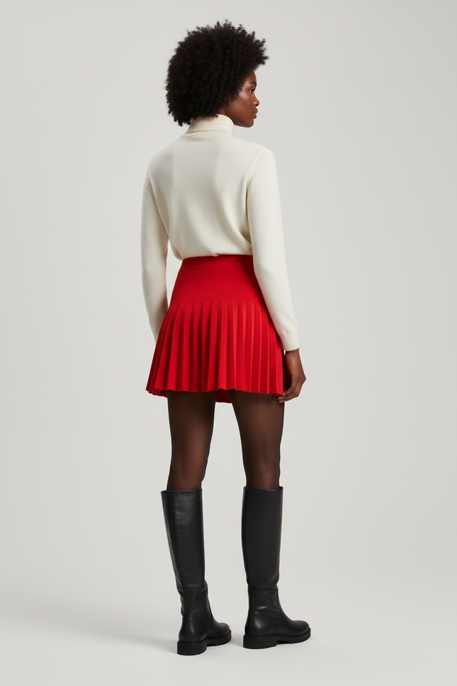Jupe Plissée rouge mini chic audacieuse