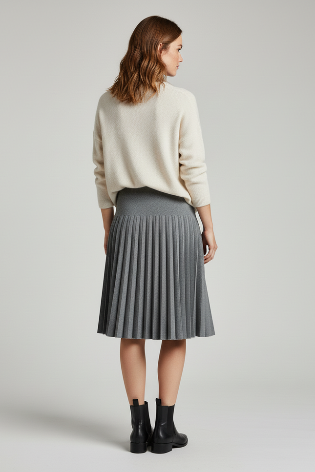 Jupe Plissée grise tricotée élégante chaleureuse