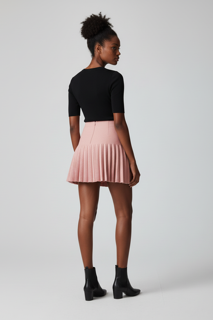 Jupe Plissée rose pâle tricotée chic