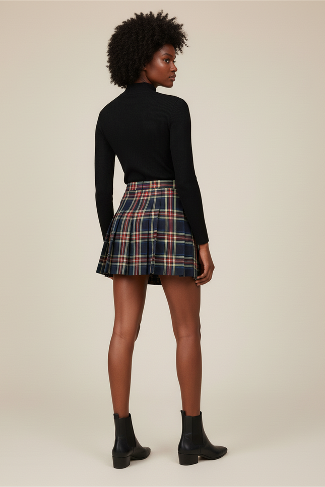 Jupe Plissée écossaise mini Preppy classique