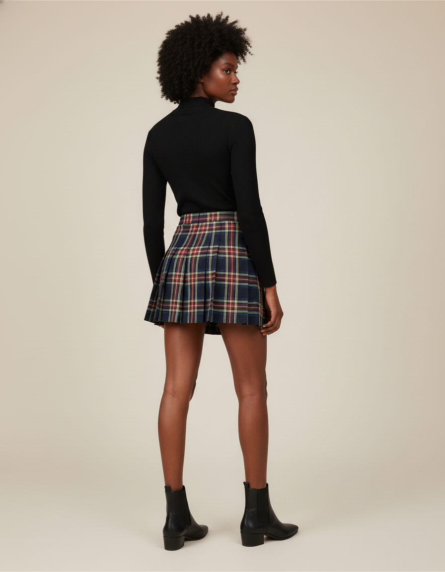 Jupe Plissée écossaise mini Preppy classique
