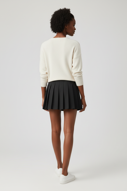 Jupe Plissée noire mini chic chaleureuse
