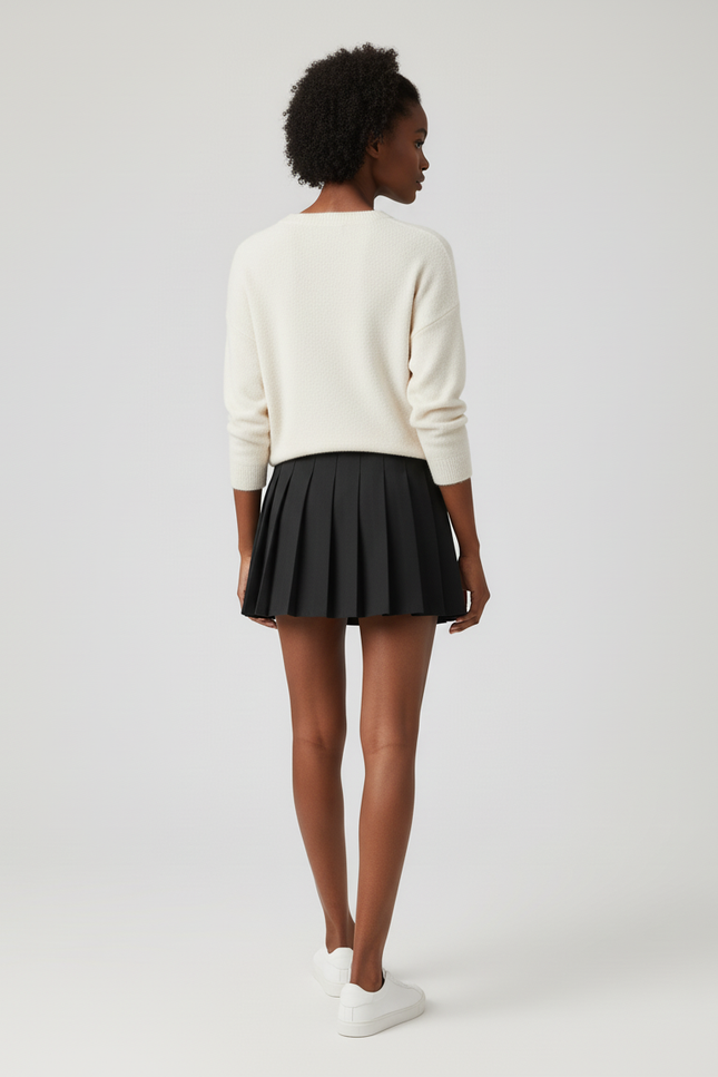 Jupe Plissée noire mini chic chaleureuse