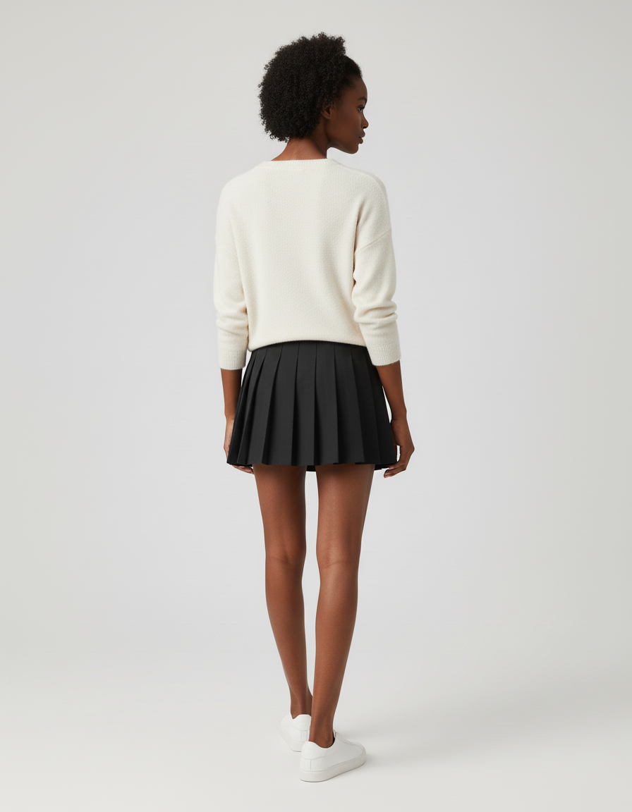 Jupe Plissée noire mini chic chaleureuse