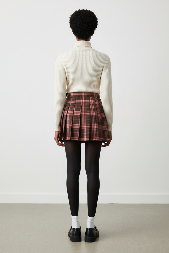 Jupe Plissée Carreaux Style École