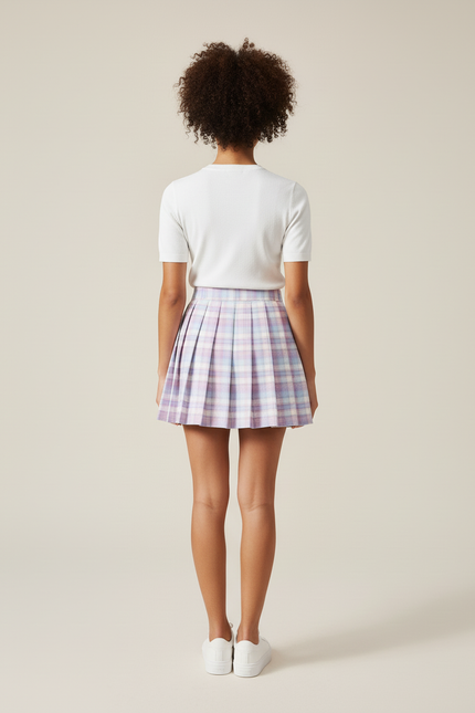 Jupe Plissée Plaid Pastel Chic