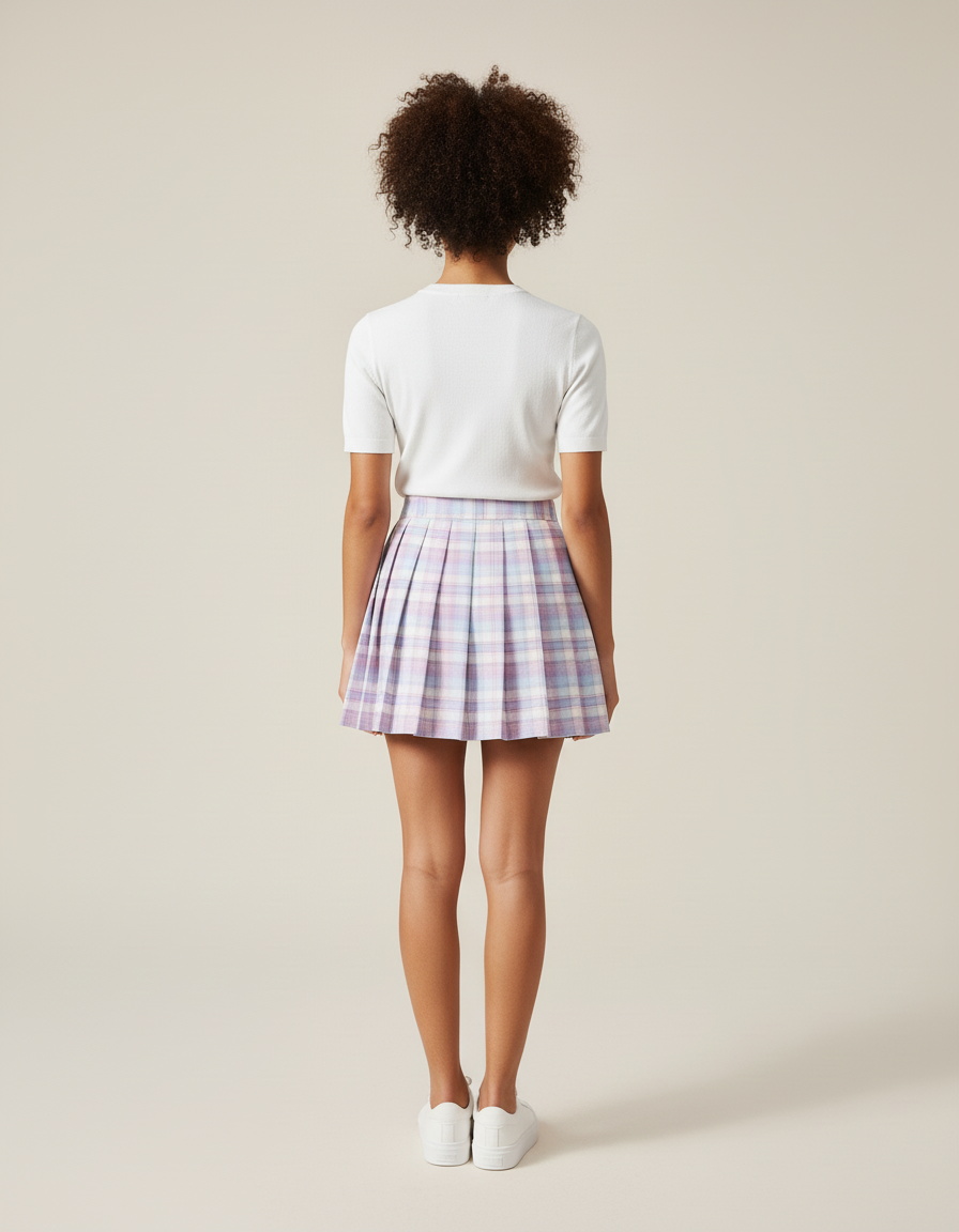 Jupe Plissée Plaid Pastel Chic