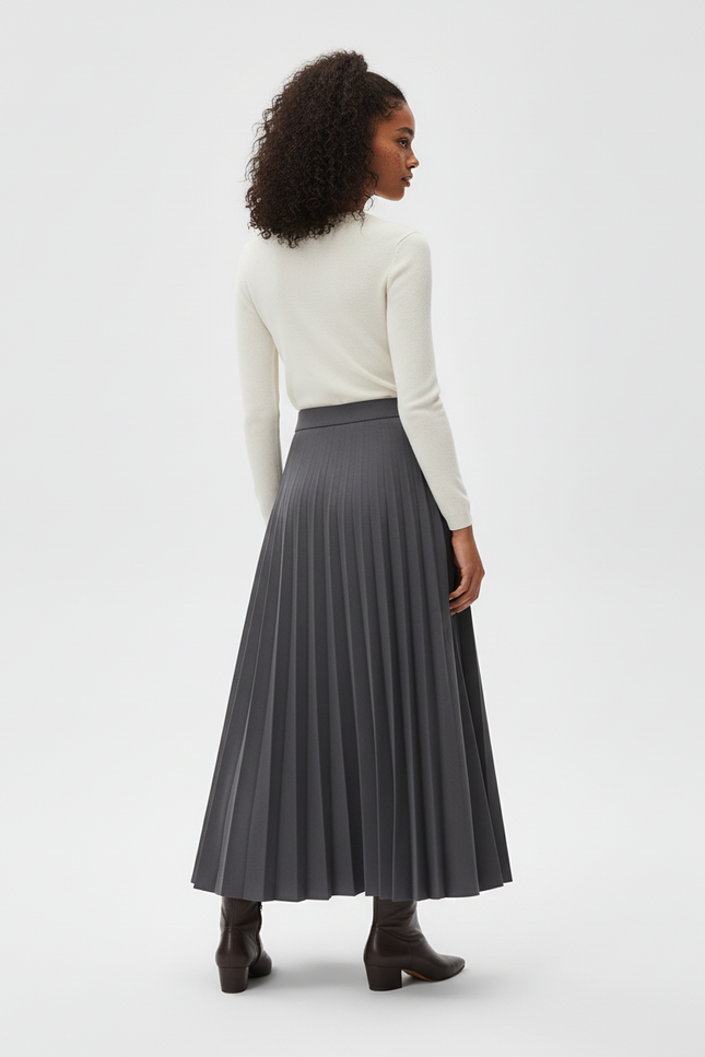 Jupe Plissée grise longue élégante
