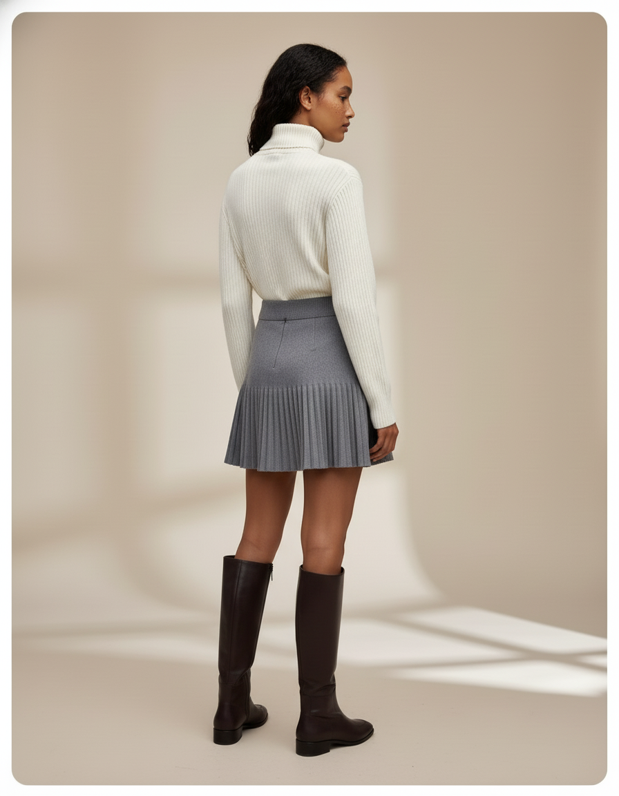 Jupe Plissée grise courte chic urbaine