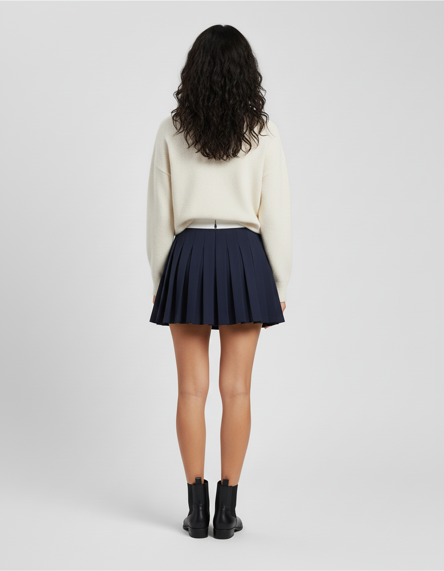 Jupe Plissée Bleu Marine Mini Chic raffinée