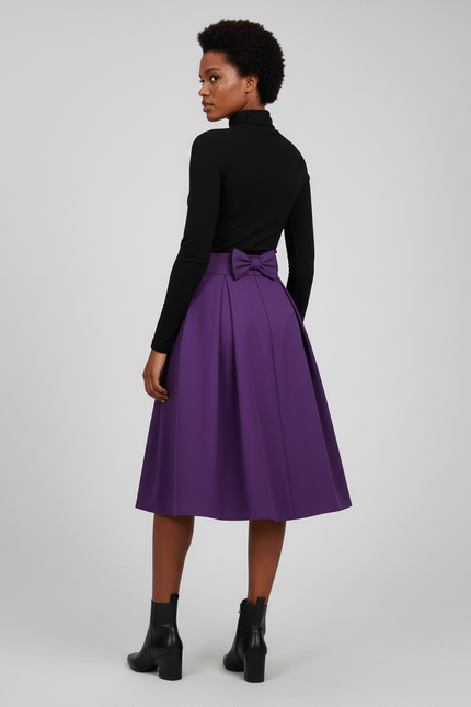 Jupe Plissée violette à nœud vintage