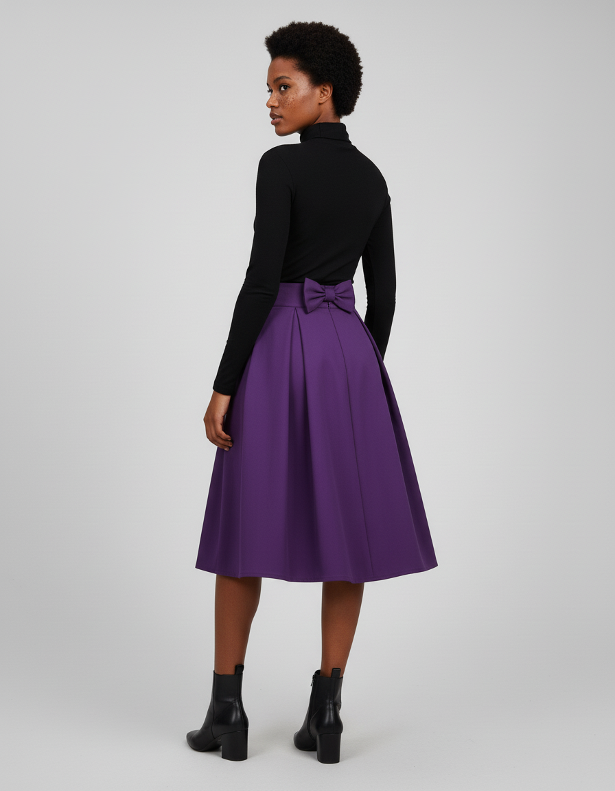 Jupe Plissée violette à nœud vintage