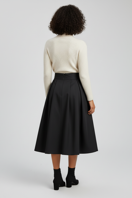 Jupe Plissée Noire Nœud Chic