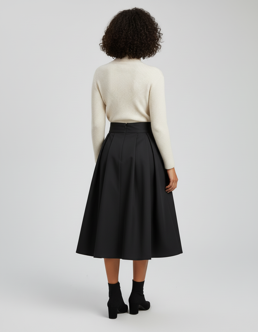 Jupe Plissée Noire Nœud Chic