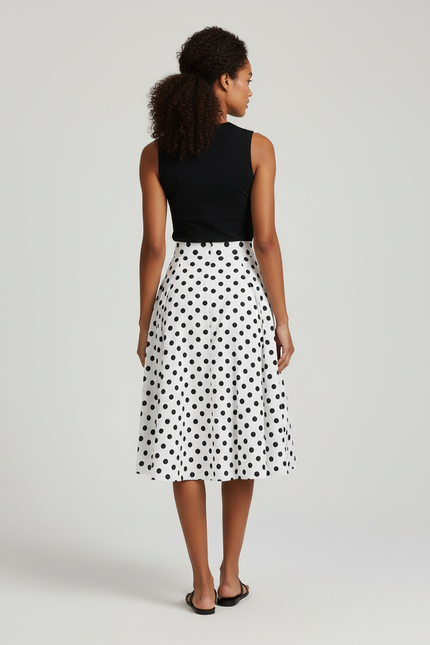 Jupe Plissée taille haute à pois vintage