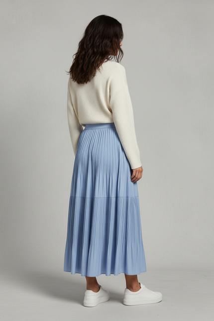 Jupe Plissée maxi bleu fluide
