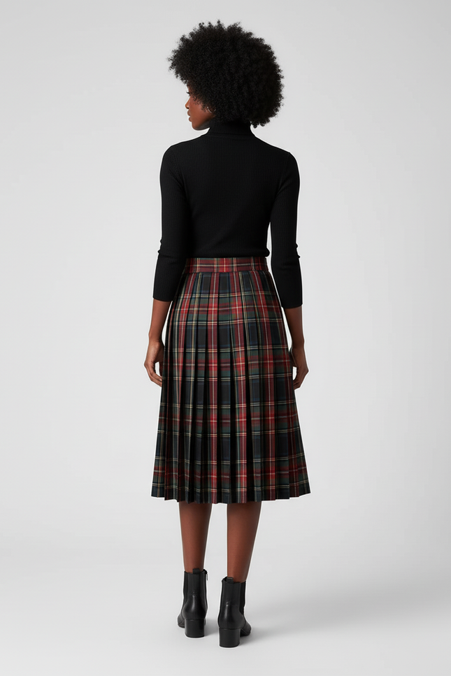 Jupe Plissée écossaise chic midi
